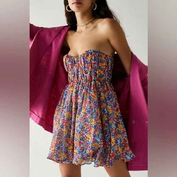 For Love & Lemons Sasha Strapless Mini Dress Size S - Picture 2 of 3